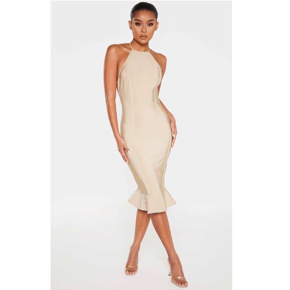 Pretty Little Thing Champagne Bandage Dress